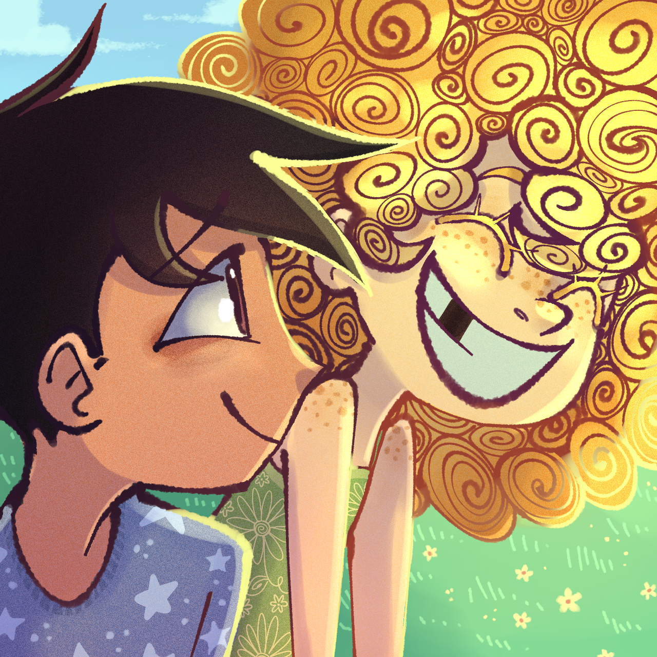 O menino que nunca dormia e sua amiga especial (ilustração de Luiza Maria)